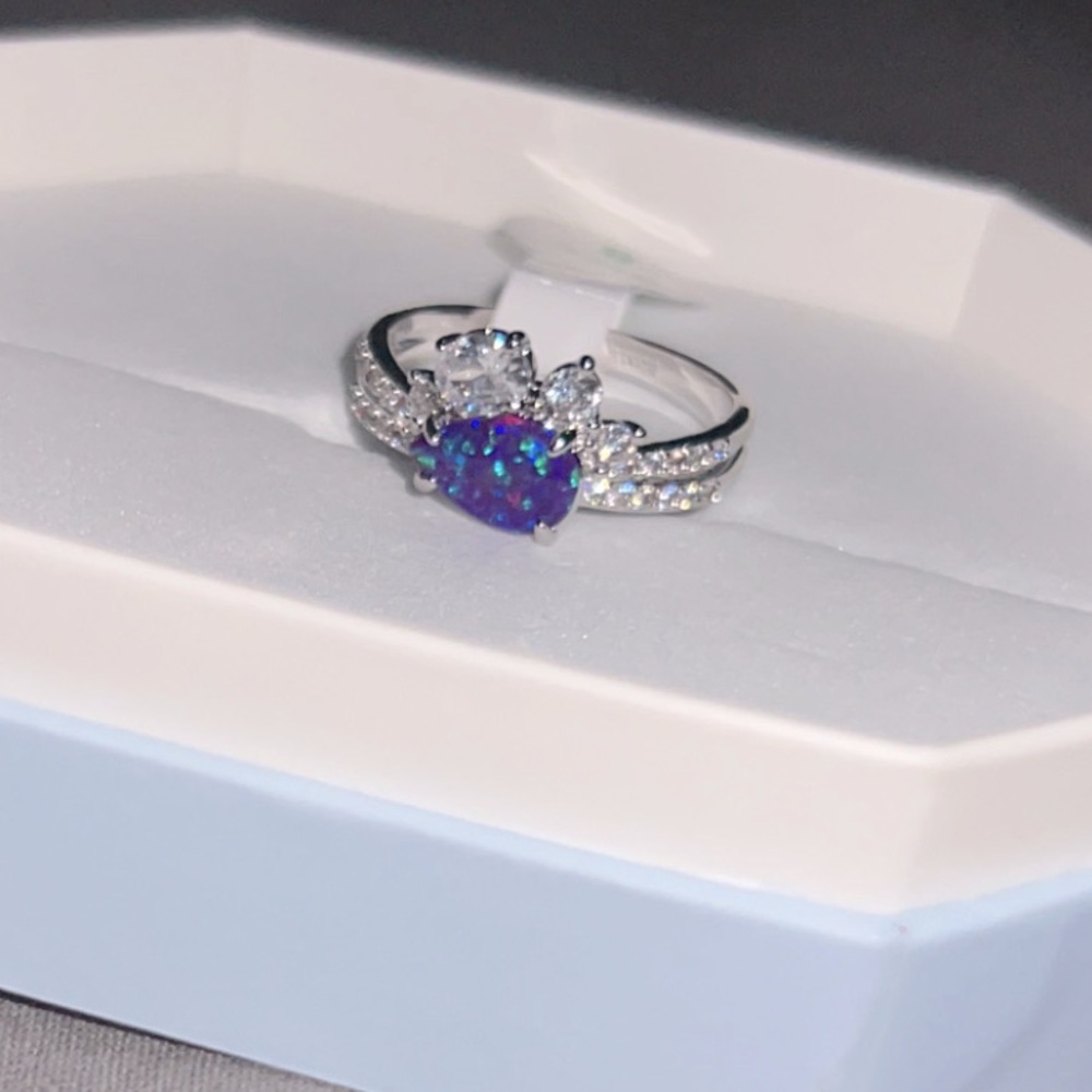 NWT Violet Fire Opal & Rhodium Plating Ring (8)